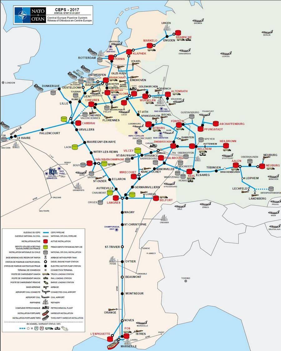  Съществуващите военни тръбопроводи на НАТО 